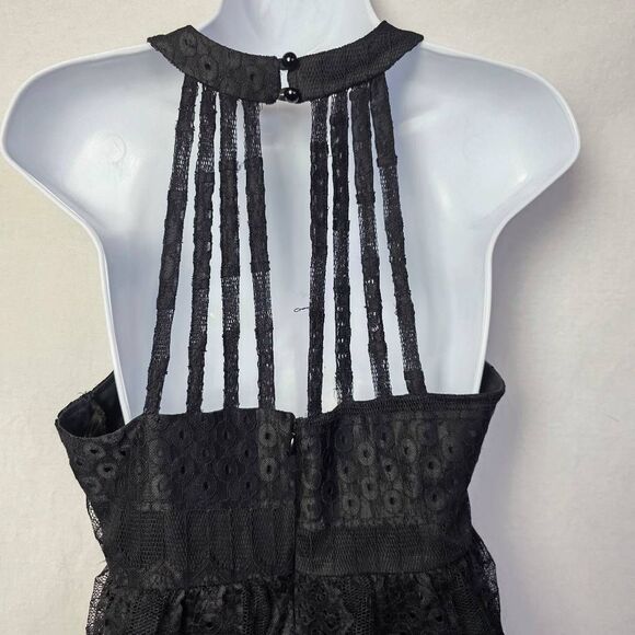 Vanity Black Lace Halter Fit & Flare Dress M - Picture 4 of 8